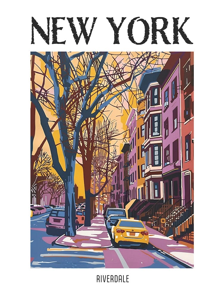 Riverdale New York Colourful Silkscreen Illustration 1 Poster