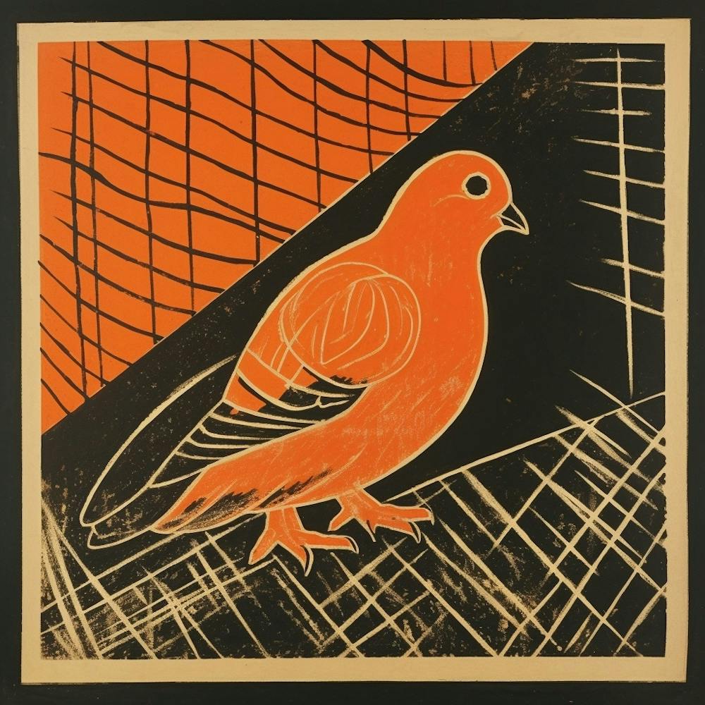 Retro Vogel-Lithografie Taube 2