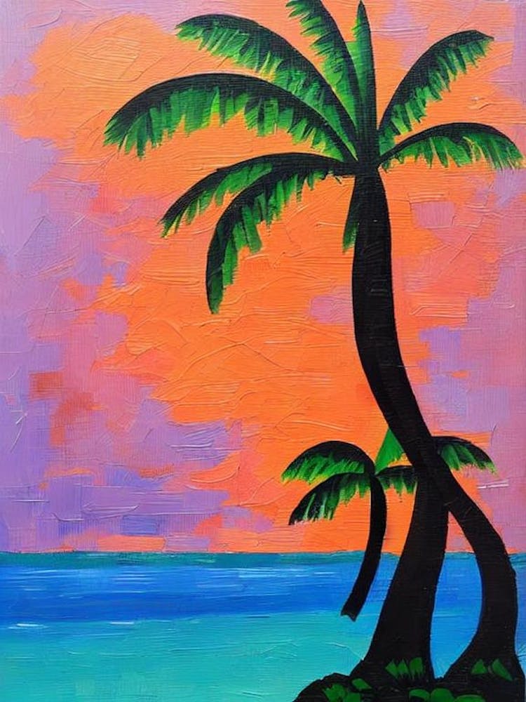 Coconut Tree Cubist Painting