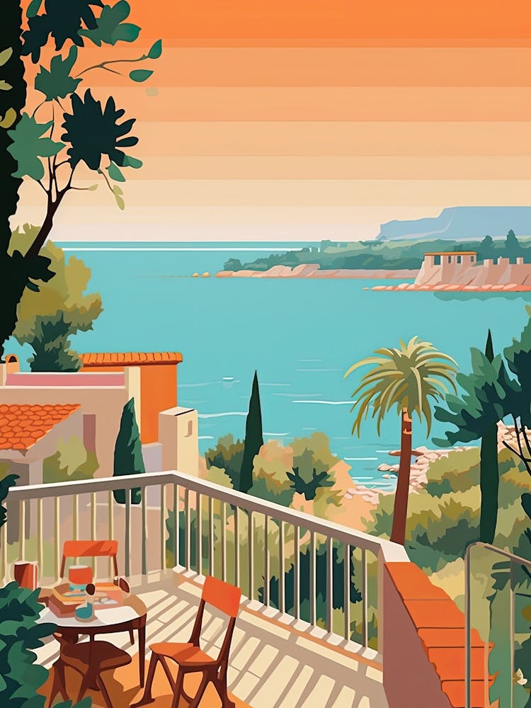 French Riviera, France, Graphic Illustration 2