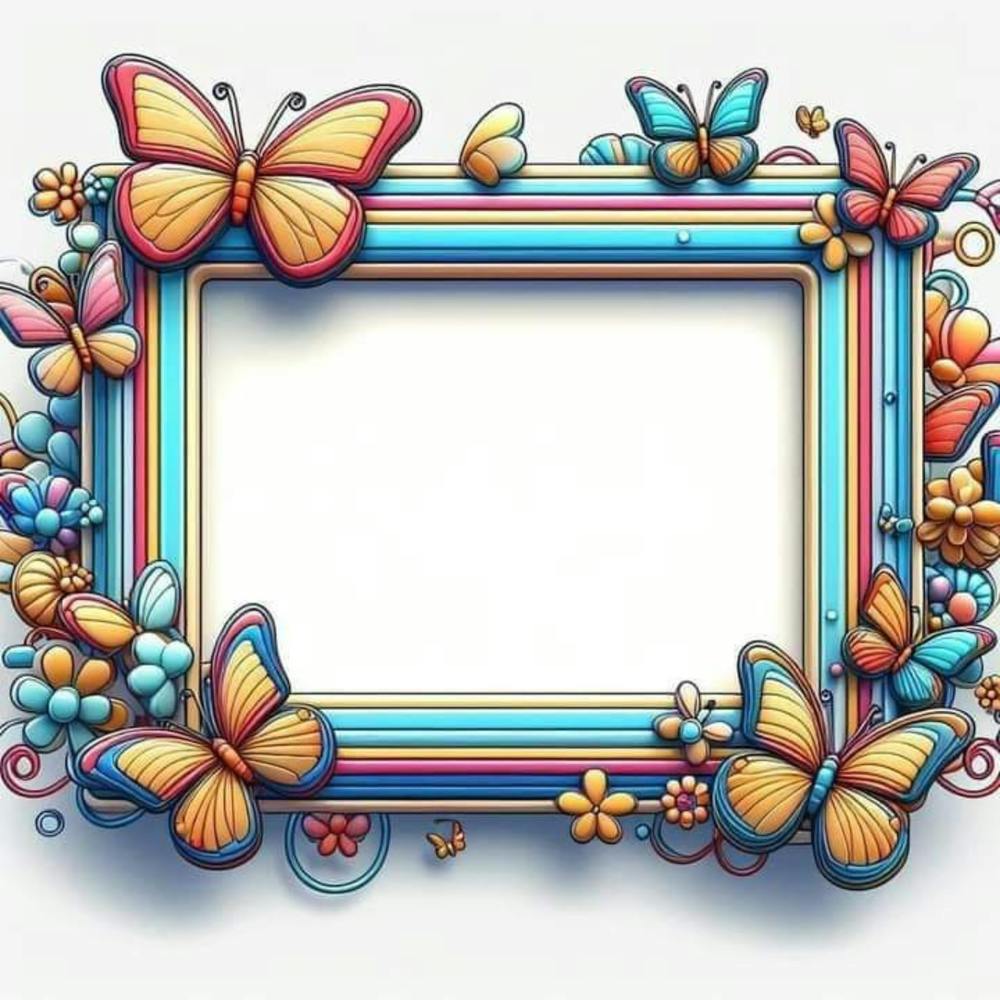 Colorful Frame With Butterflies