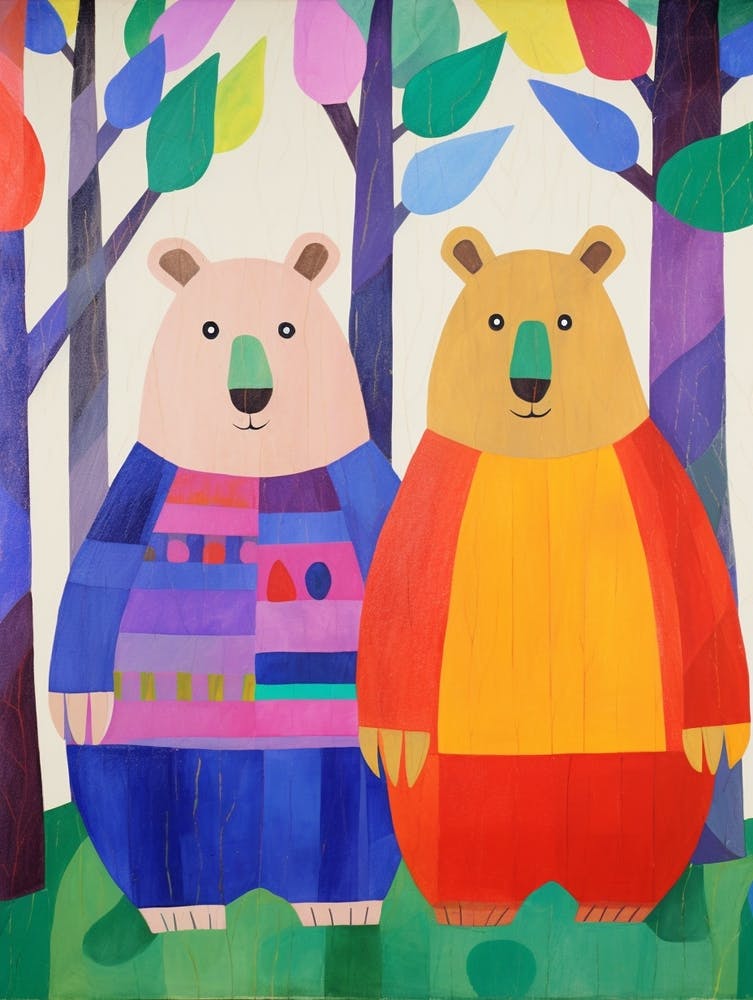 Farbenfrohe Kinder Tierkunst Wombat 1