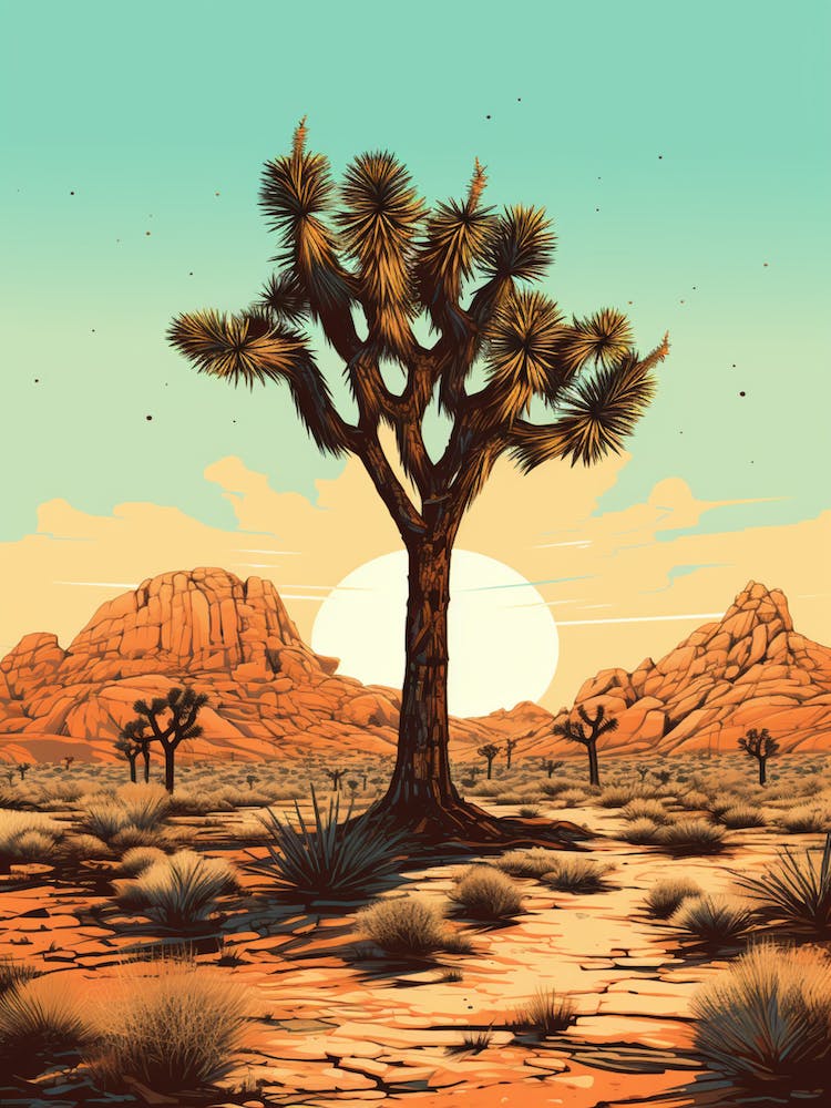 Joshua Tree In Desert In Gold And Black (3)