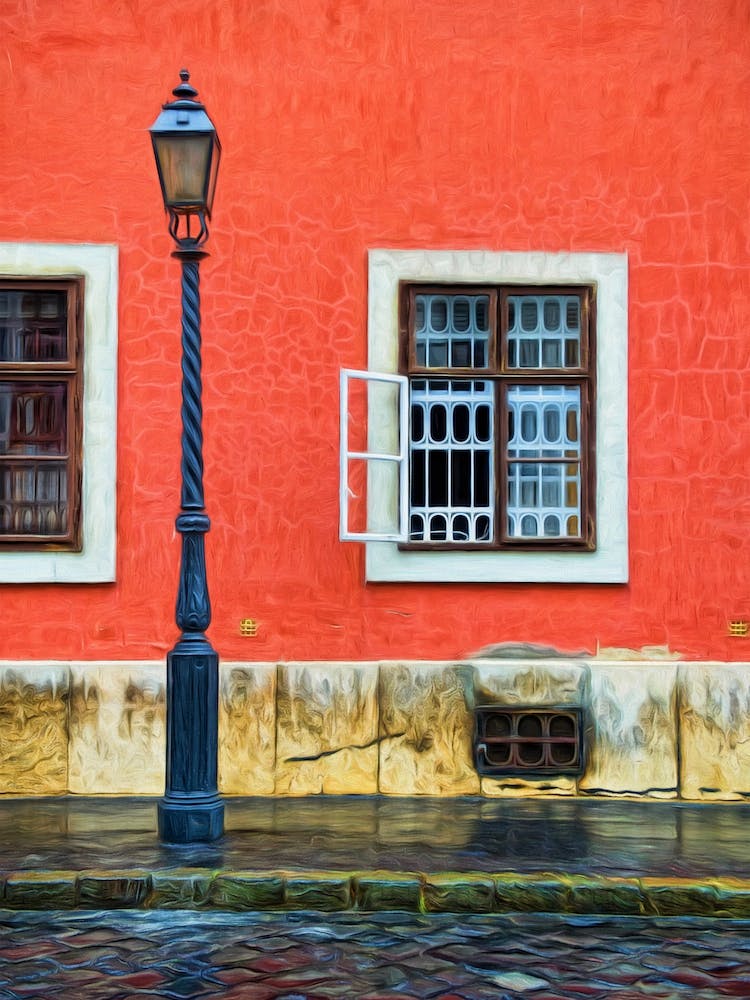 Open Window And Street Lamp