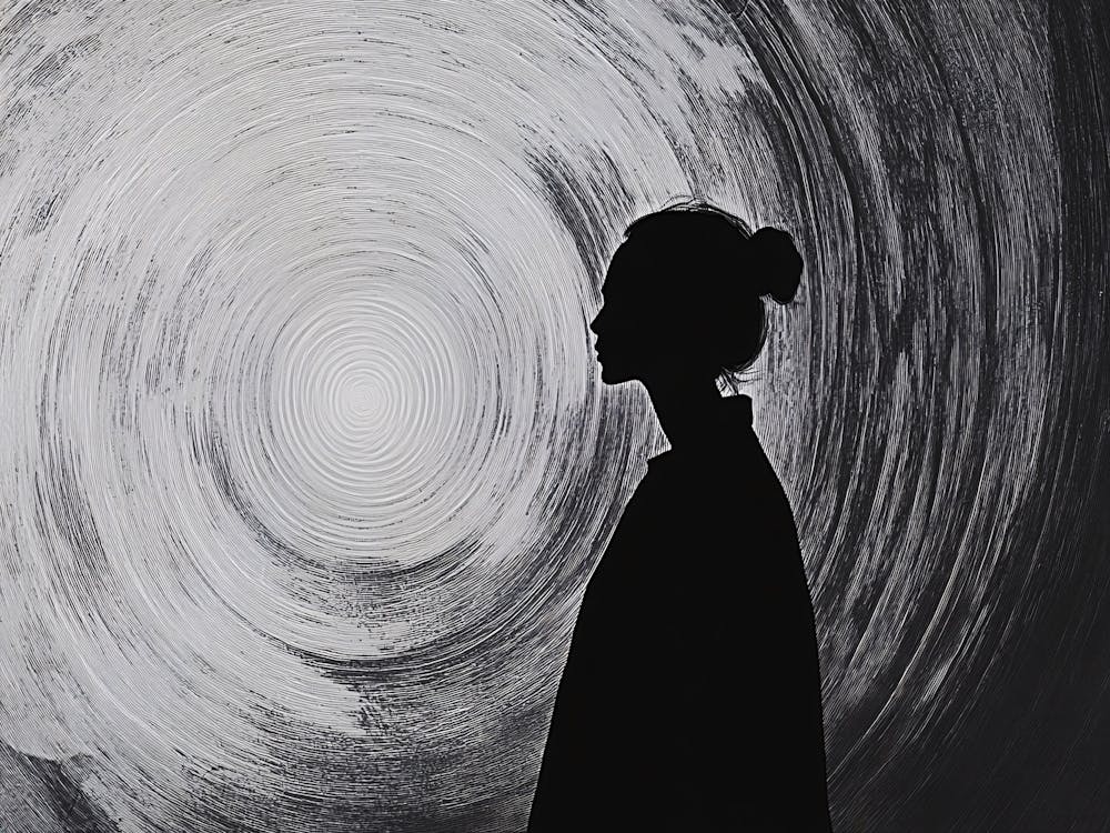 Silhouette Of A Woman In A Vortex