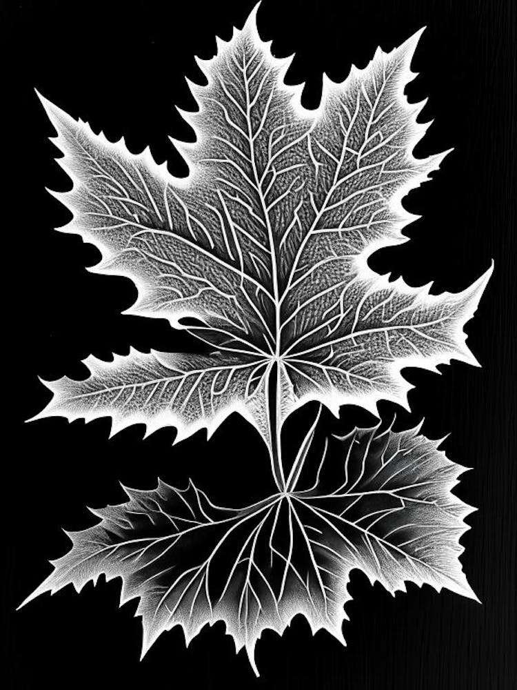 Sugar Maple Leaf Linocut 2