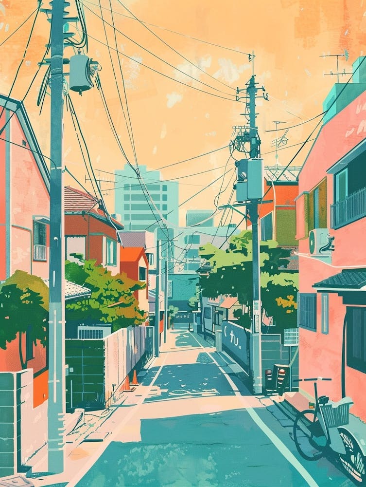 Tokyo Japan 7 Retro Illustration