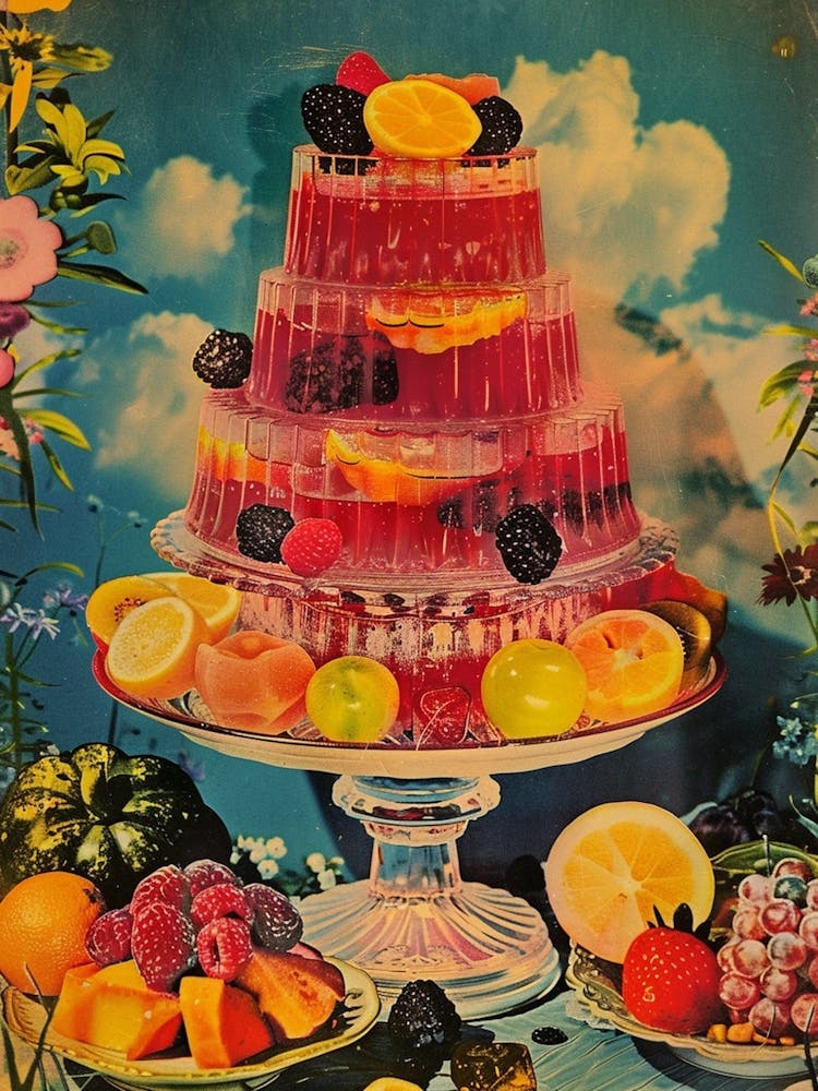 Jelly Dessert Selection Retro Collage 3