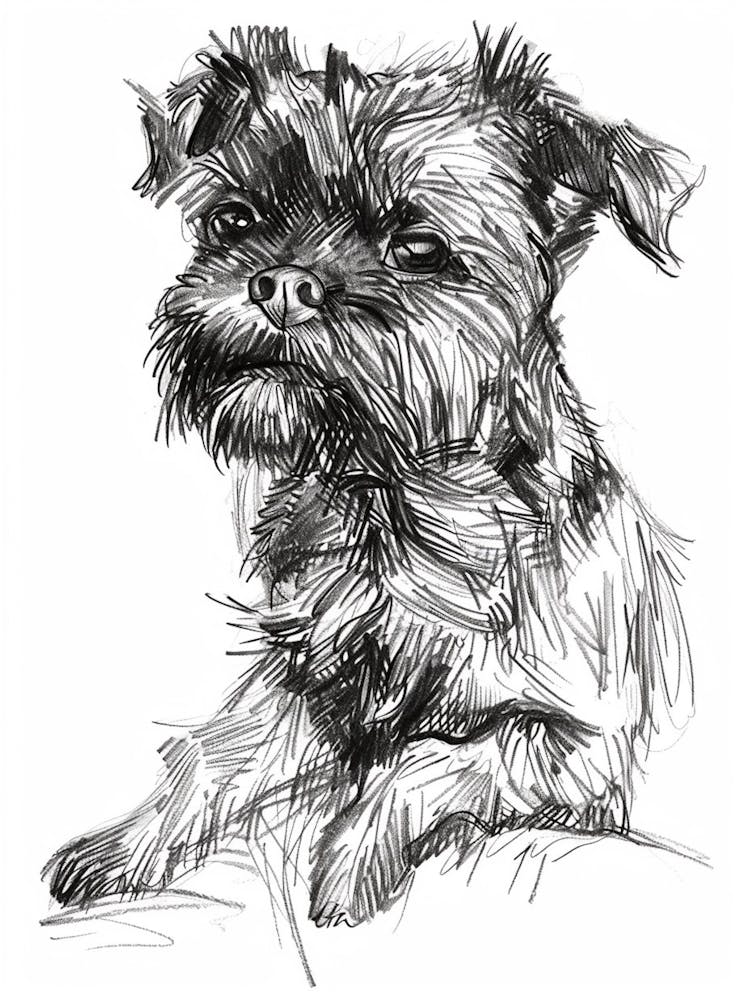 Griffon Bruxellois Croquis au Trait 2