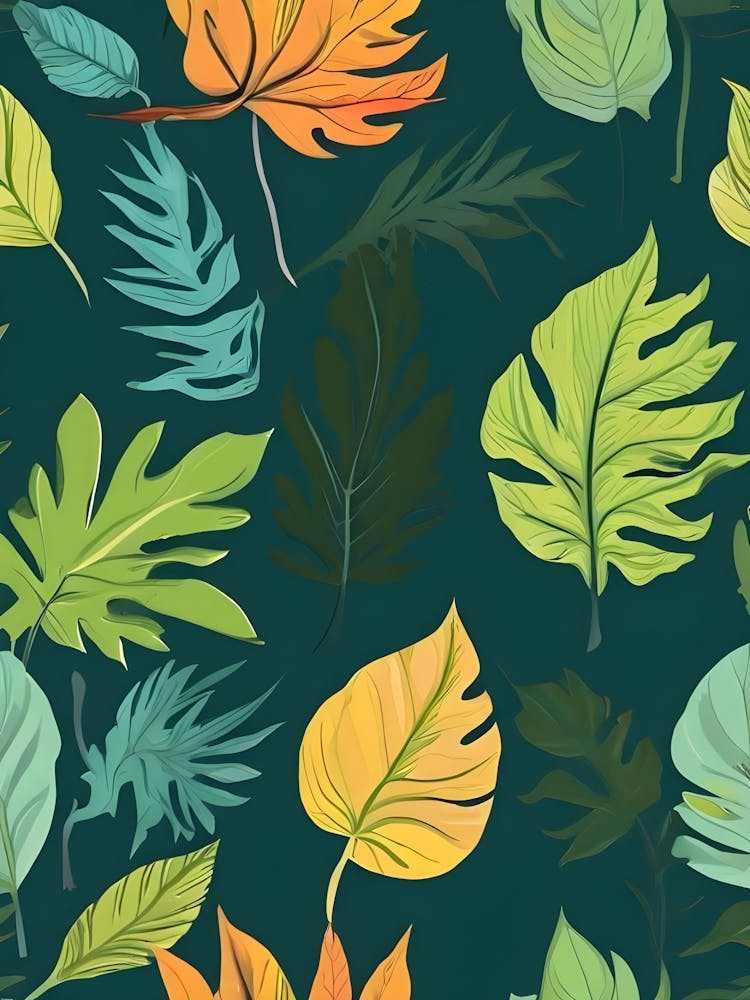 Seamless Tropical Leaves Pattern