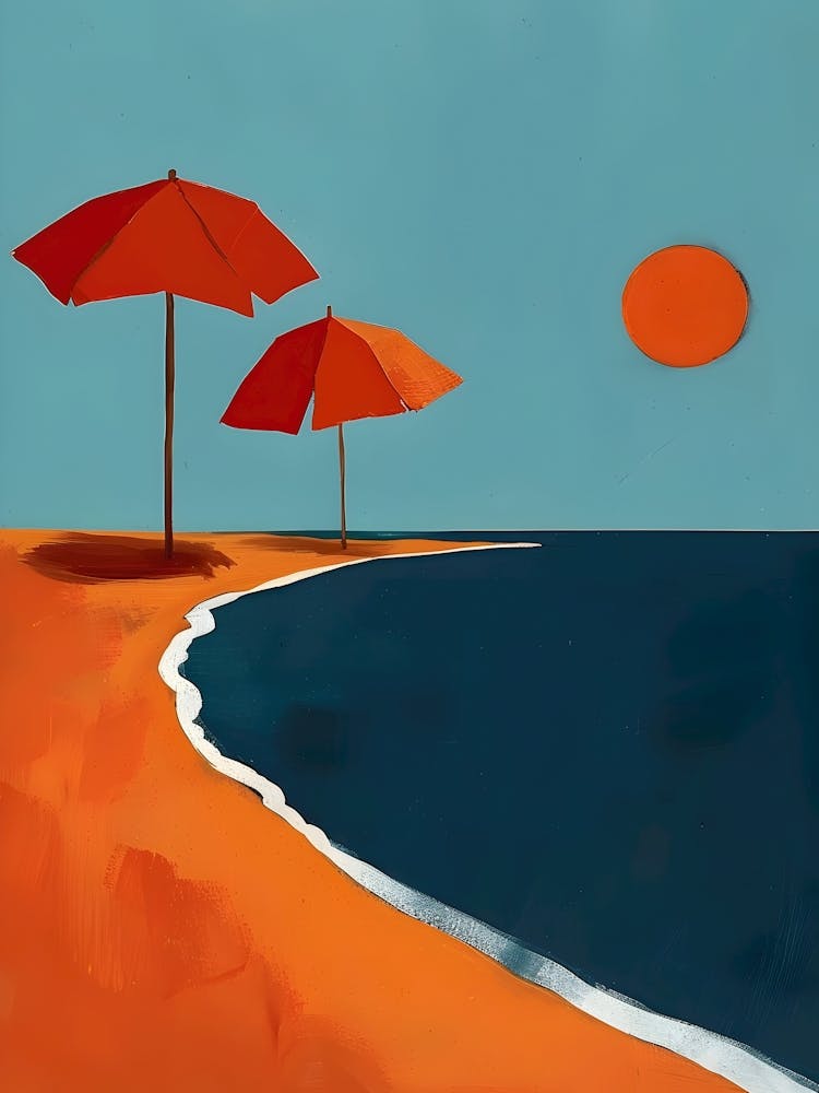 Two Umbrellas On The Beach