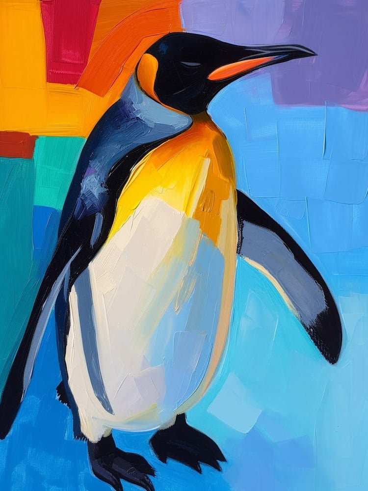 King Penguin Laurie Island Colour Block Painting 2