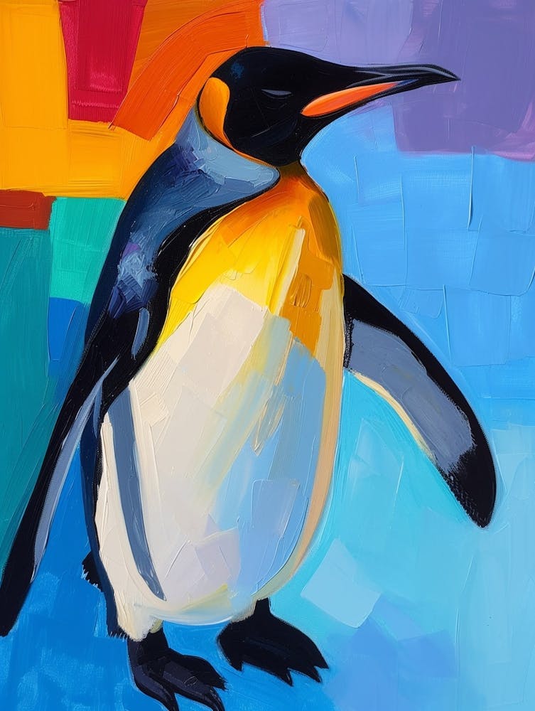 King Penguin Laurie Island Colour Block Painting 2