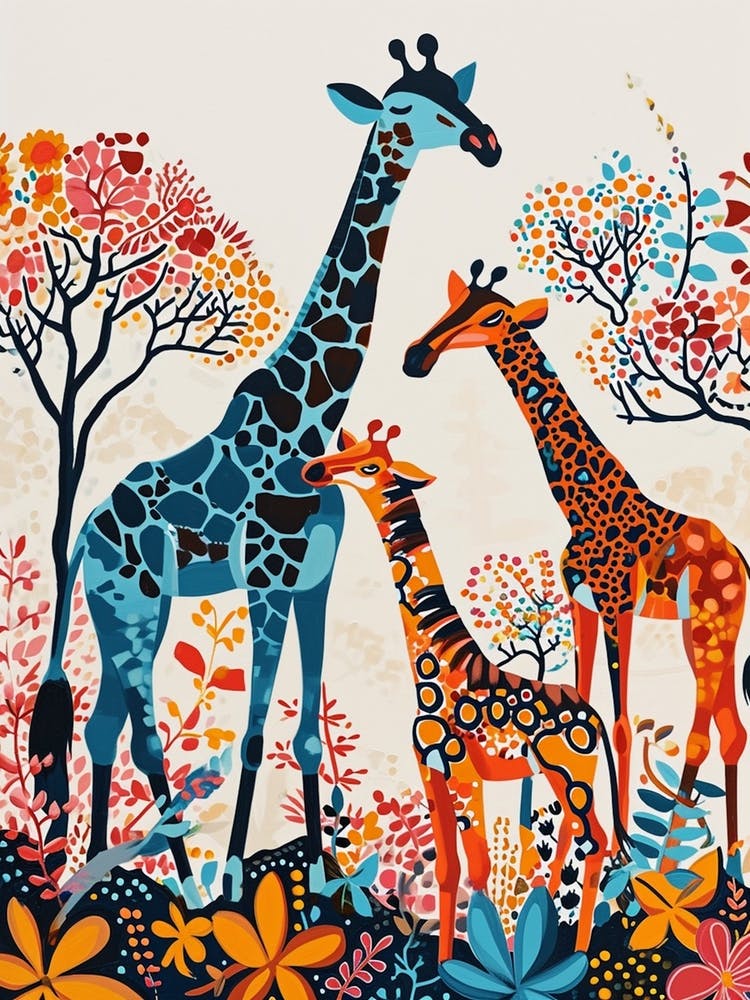 Sweet Painting Of Giraffe Family 4