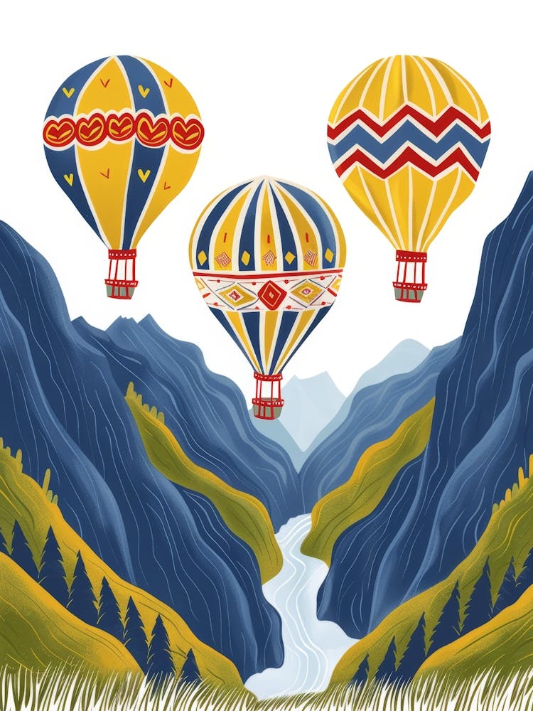 Hot Air Balloons In The Mountains