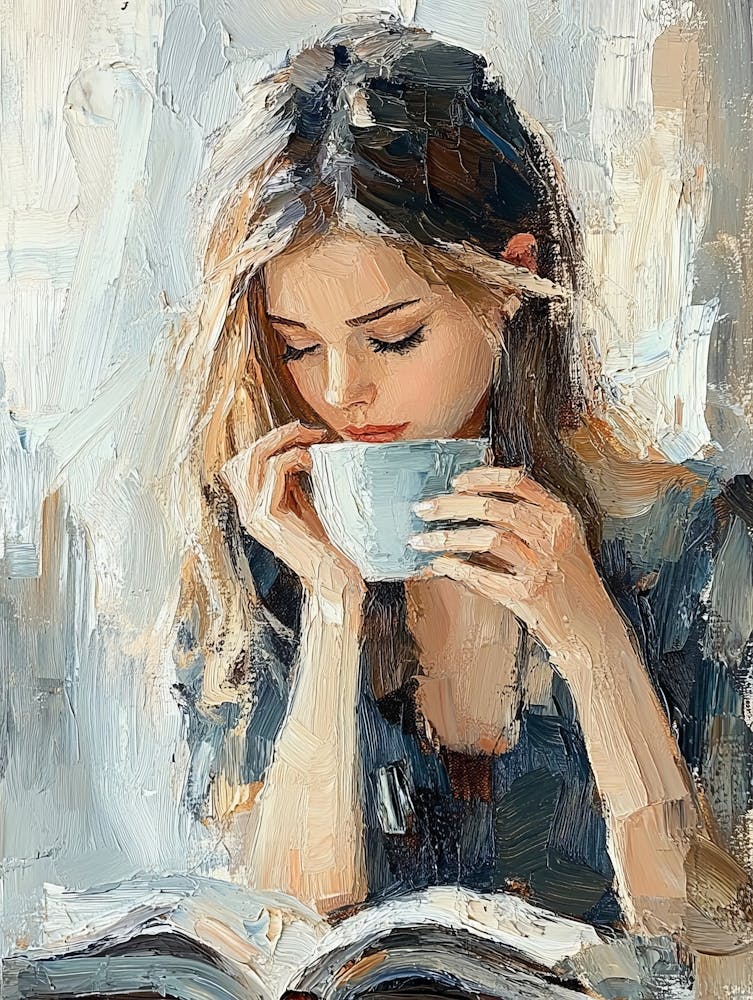 The Girl In The Cafe Reads A Book