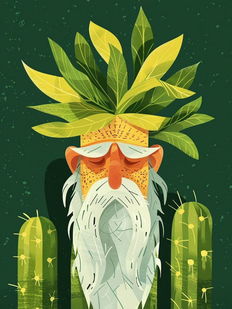 Old Man Cactus Minimalist Abstract Illustration 3