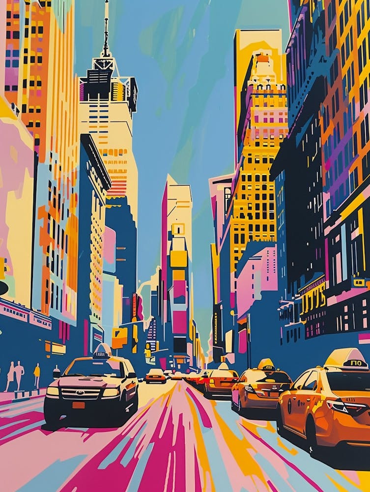 Fifth Avenue New York Colourful Silkscreen Illustration 3
