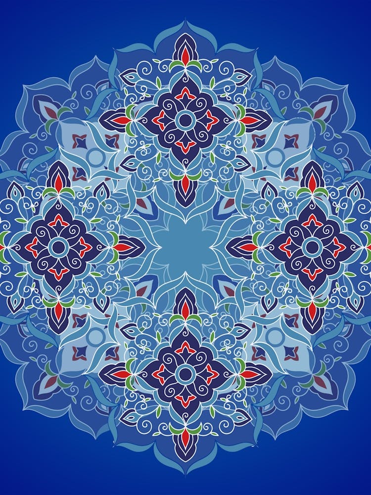 Mandala - Iznik Turkish pattern, floral decor