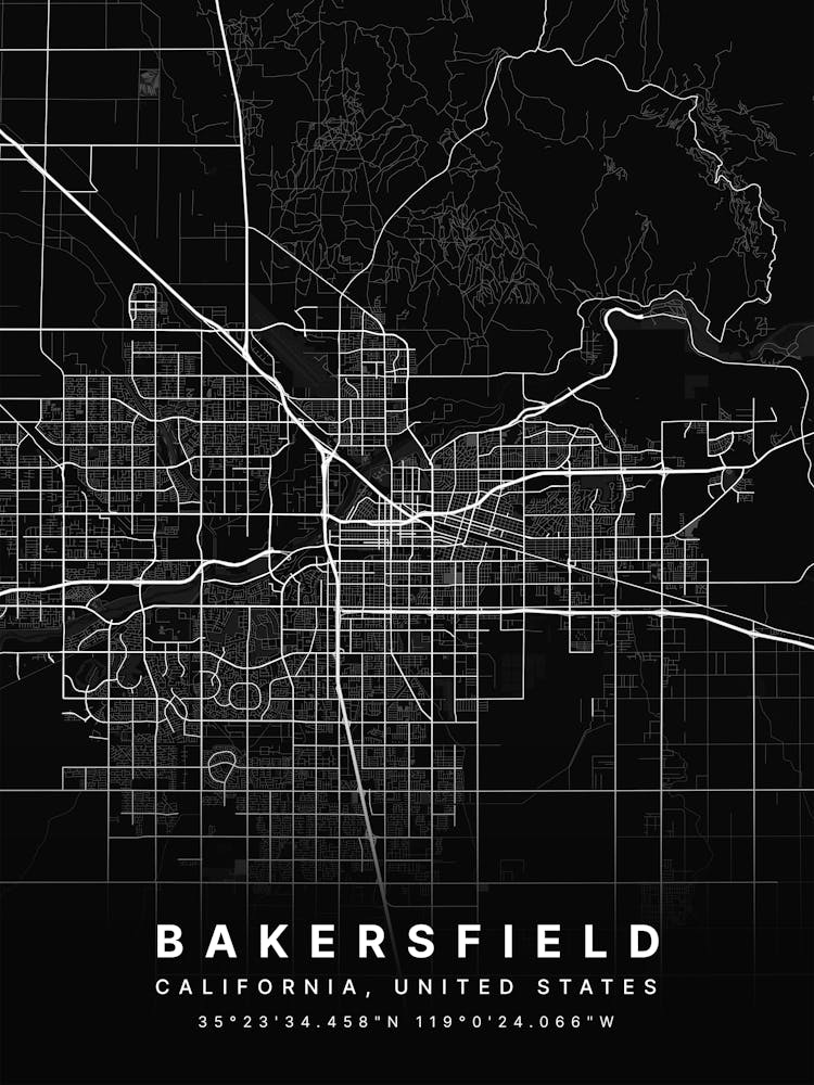 Bakersfield California USA Black Map