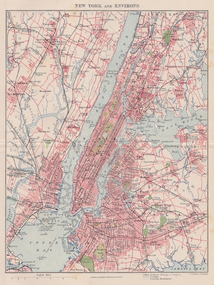 Map Of New York City — retro map, vintage map print