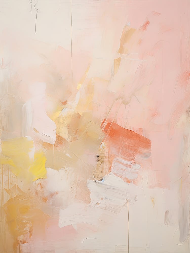 Pink And Yellow, Abstract Raw Painting 1