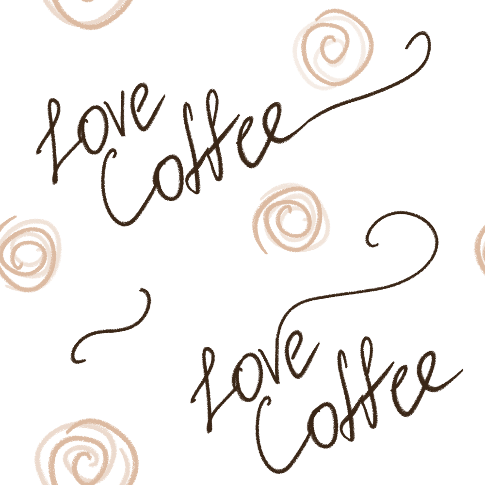 Seamless Pattern Love Coffee Text