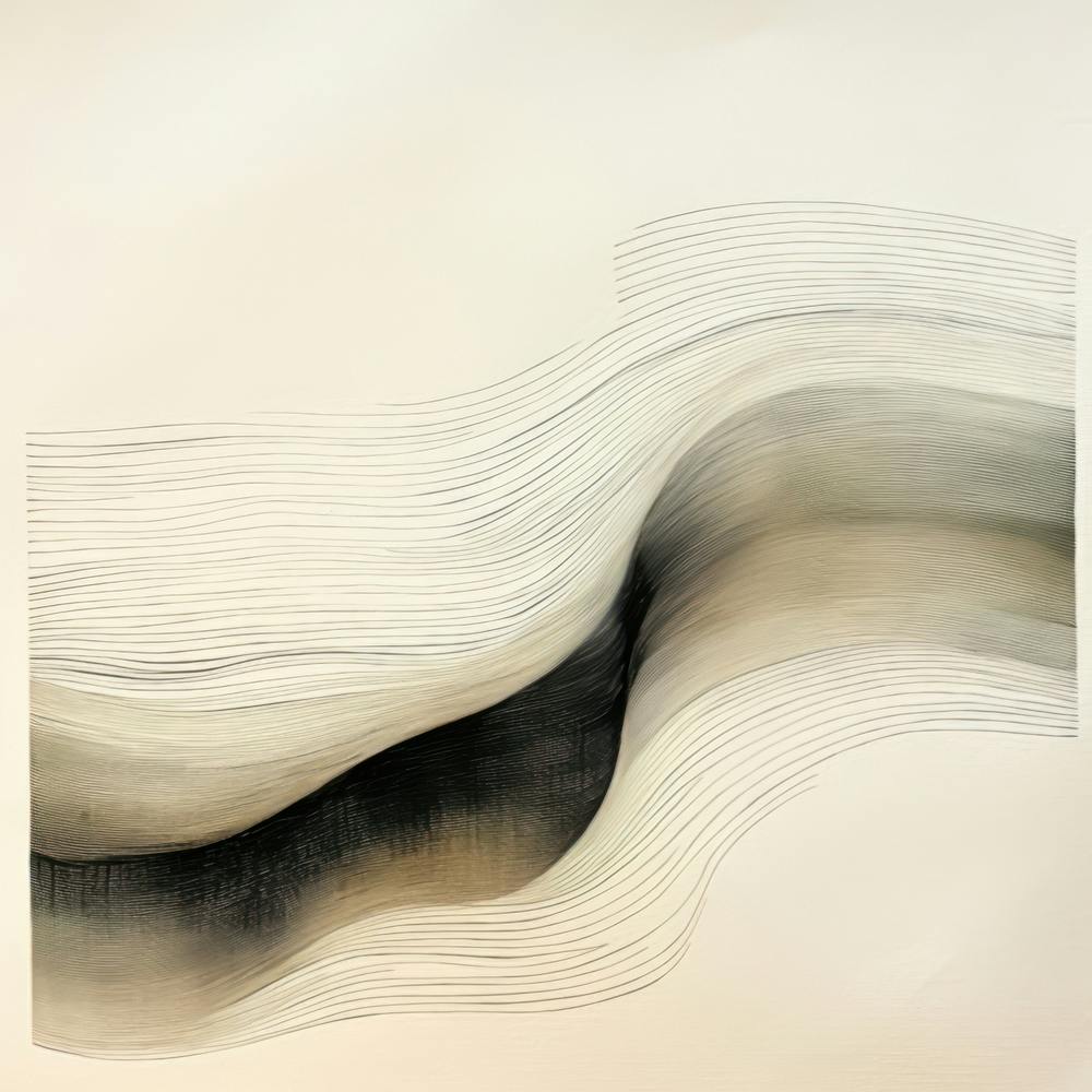 Abstract Organic Minimalist Black Waves 5