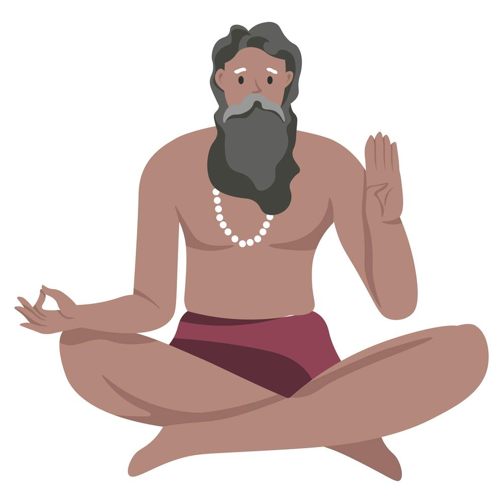 Male Character Practicing Meditation Exercise