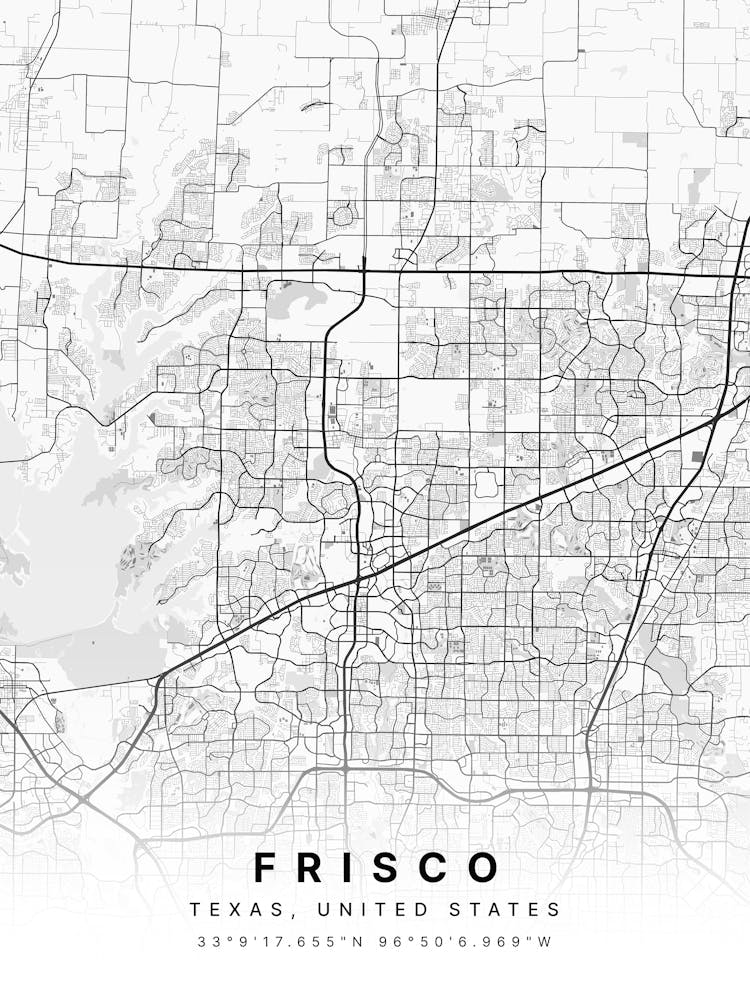 Frisco Texas USA White Map