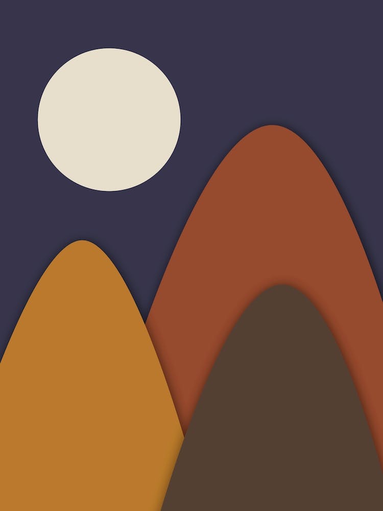 Suivre la lune Montagnes Minimalistes