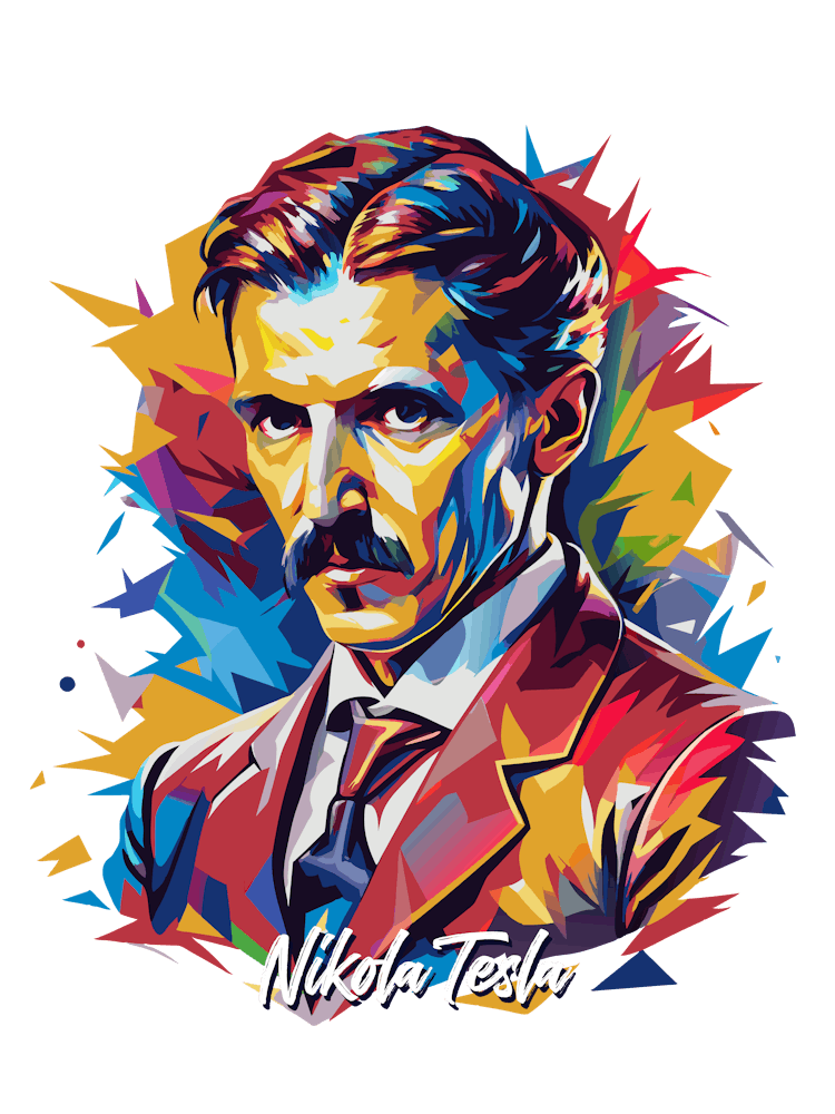 Nikola Tesla 03 Portrait WPAP Pop Art