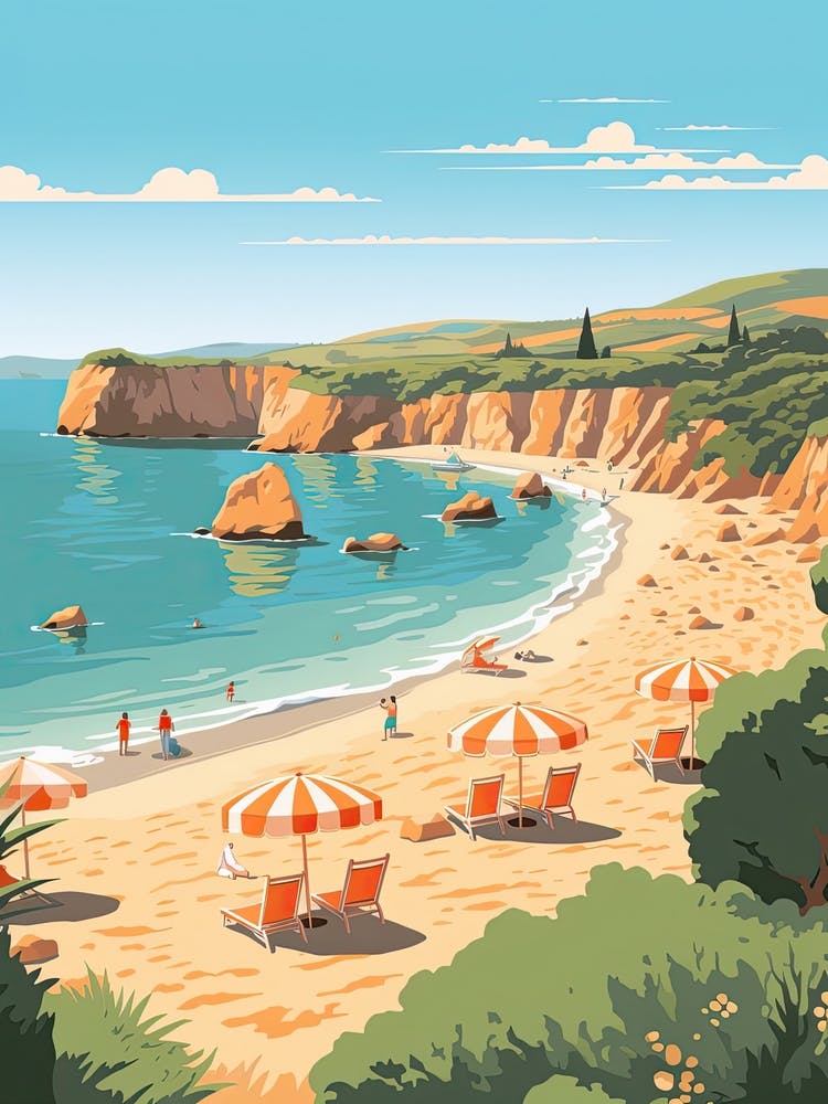 Malibu Beach California, Usa, Graphic Illustration 4