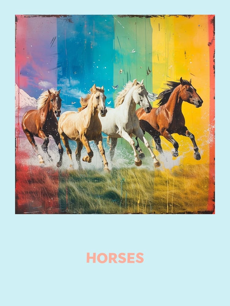 Horses Galloping Rainbow Poster 3