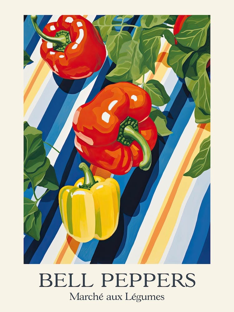 Marche Aux Legumes Bell Peppers Summer Illustration 2