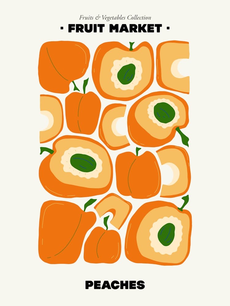 The Fruit Market Peaches Illustration Maximalist