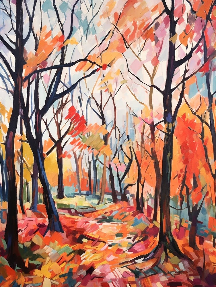 Autumn City Park Painting Stanley Park Blackpool United Kingdom 1