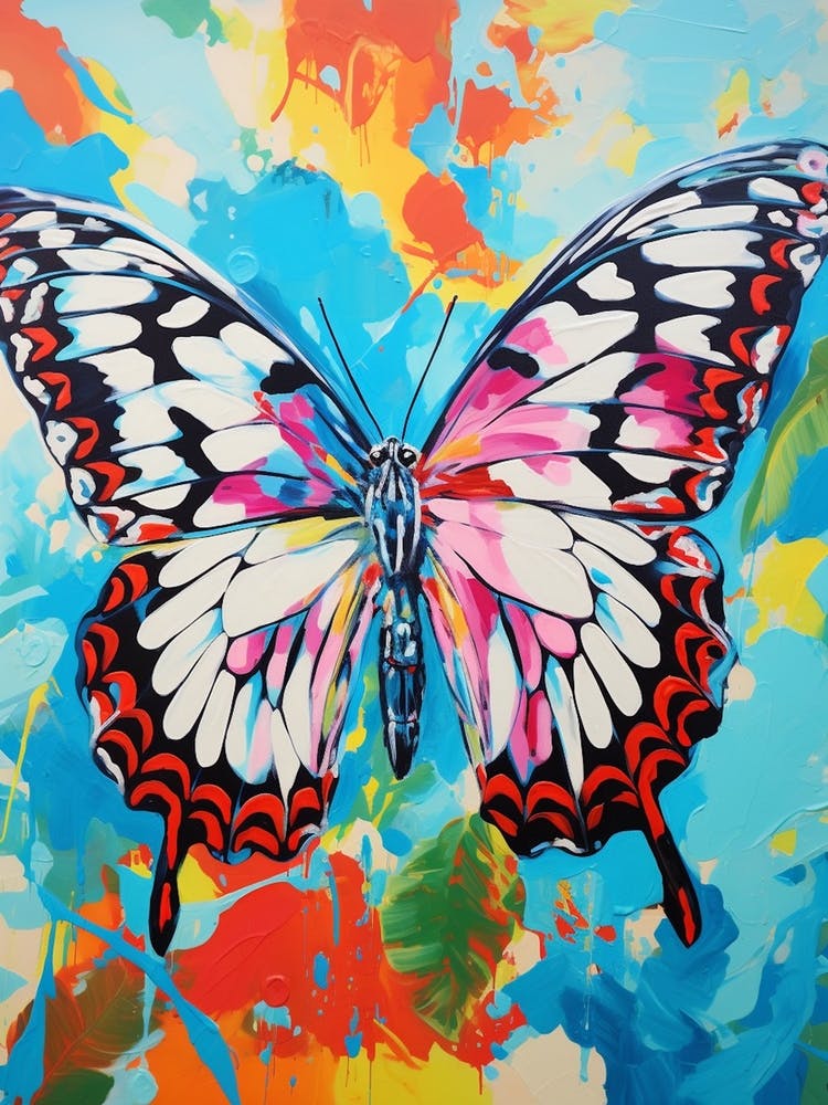 Pop Art Marbled White Butterfly 2