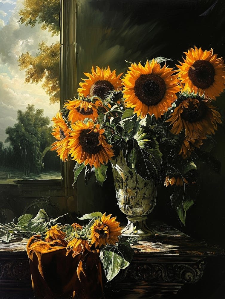 Baroque Floral Still Life Sunflower 1