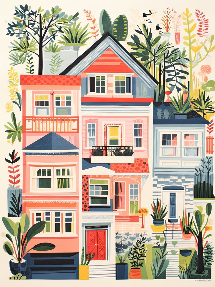 A House In San Francisco, Abstract Risograph Style 2