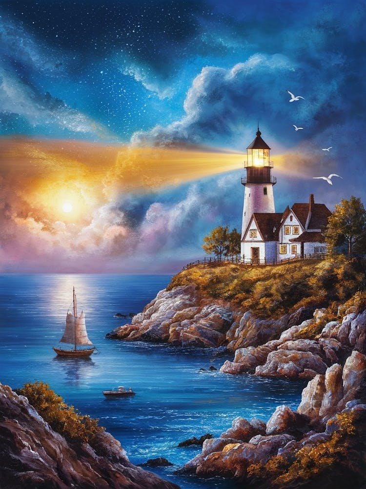 Lighthouse At Night 2