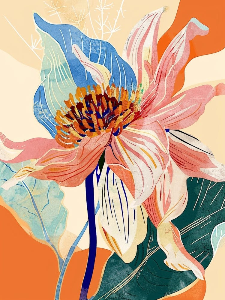 Colourful Flower Illustration Dahlia 1