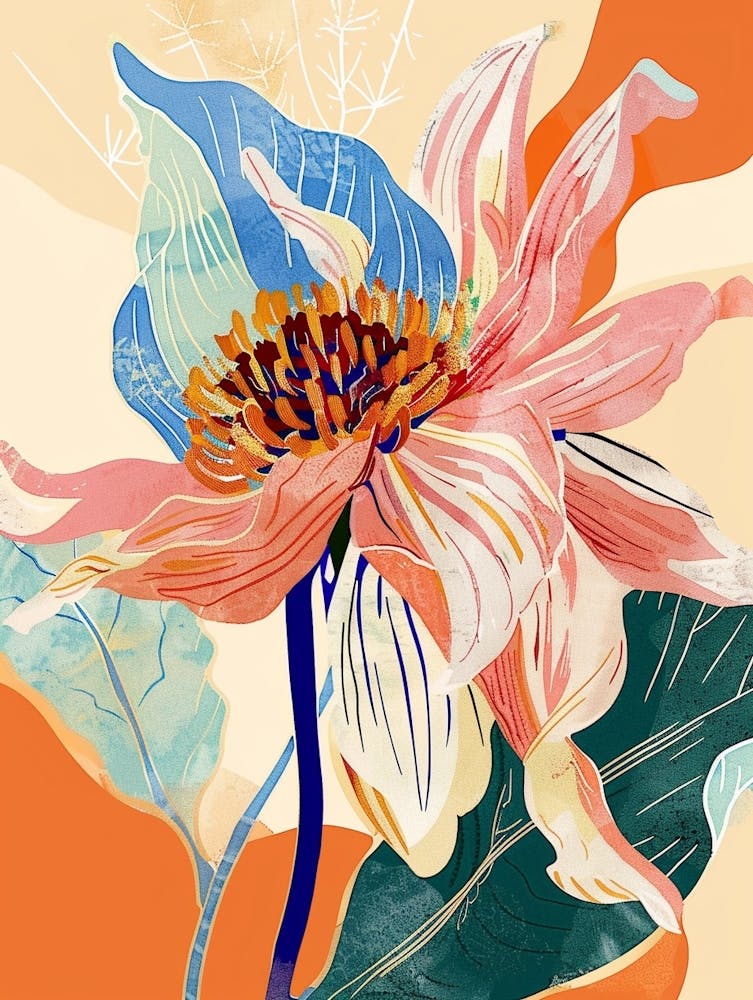 Colourful Flower Illustration Dahlia 1