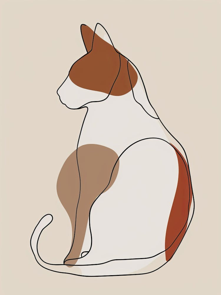Cat - Boho, Line Art 3