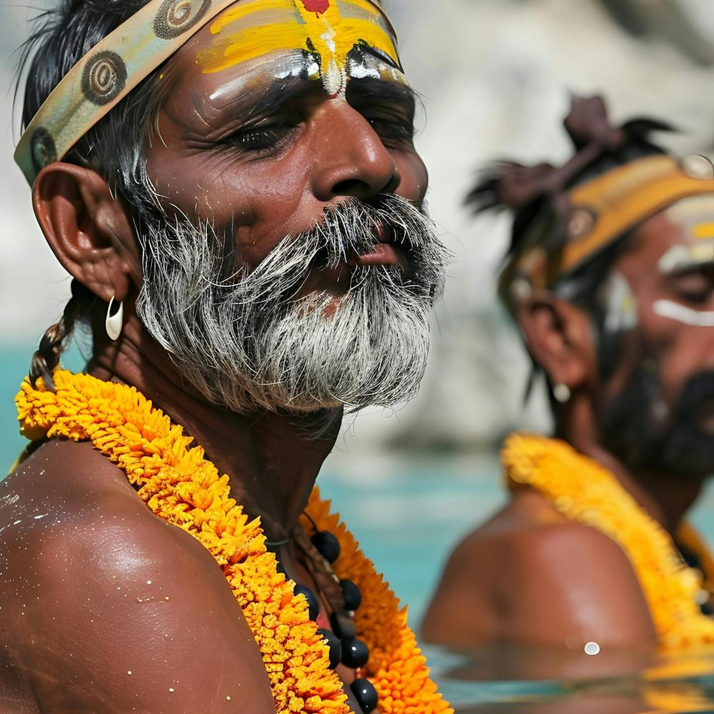 Two Indian Men In The Water