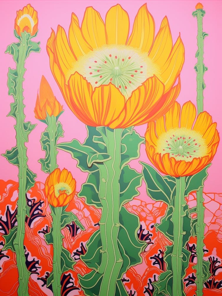 Mexican Style Cactus Illustration Devils Tongue Cactus 2