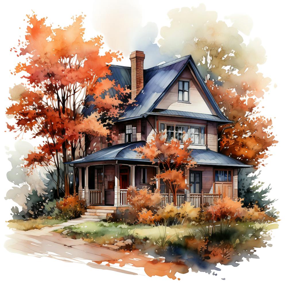 Watercolor House Painting