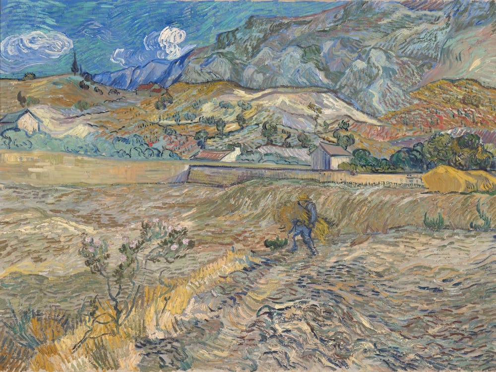 Landscape At Saint Rémy (Enclosed Field With Peasant), Vincent Van Gogh