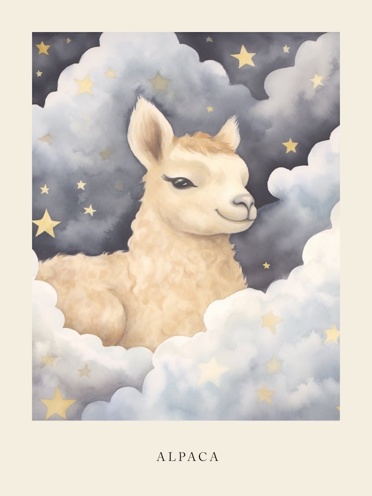 Bébé Alpaga Endormi 1 Affiche pour Chambre d'Enfant