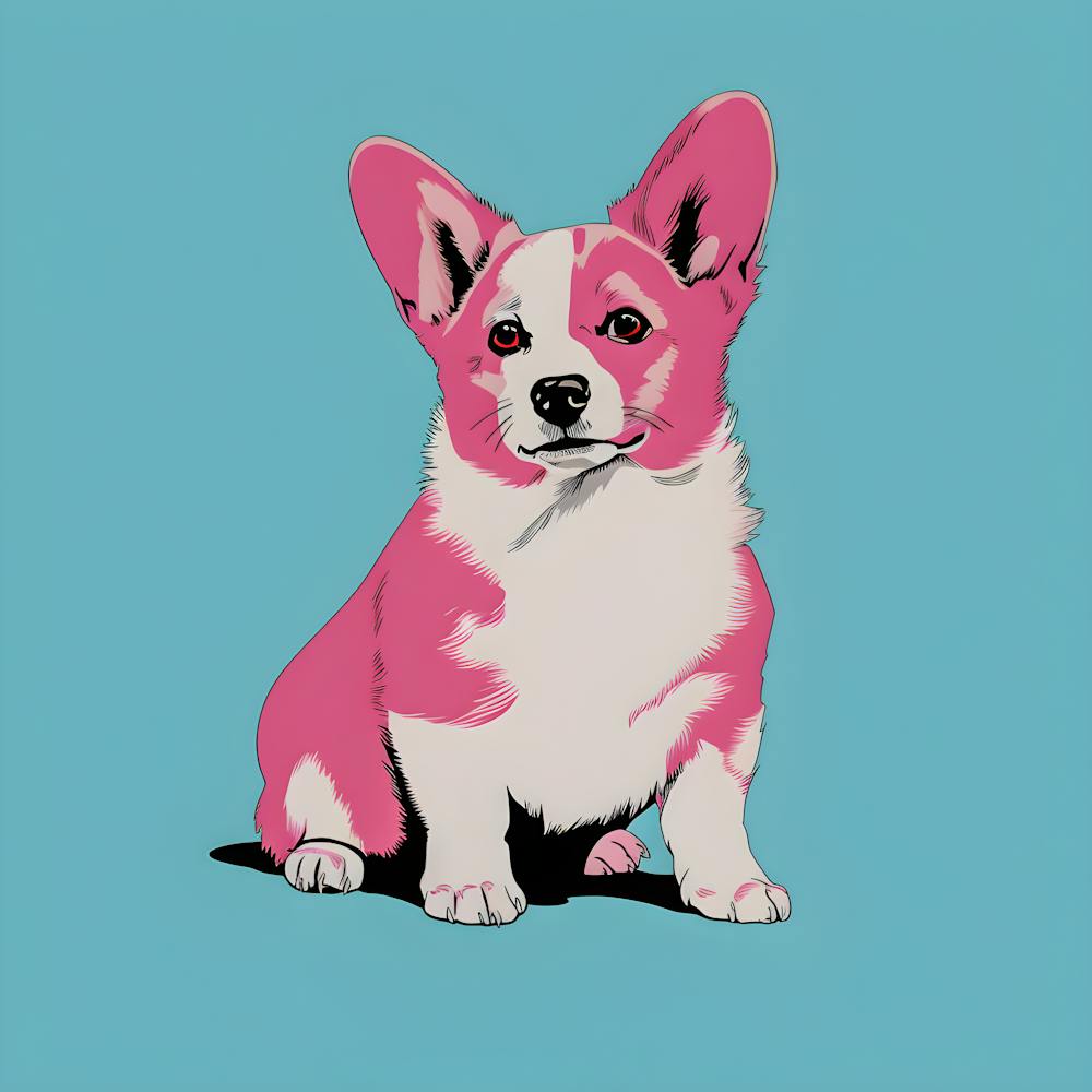 Colorful Pop Art Corgi Illustration – Modern Dog Wall Art for Home Decor
